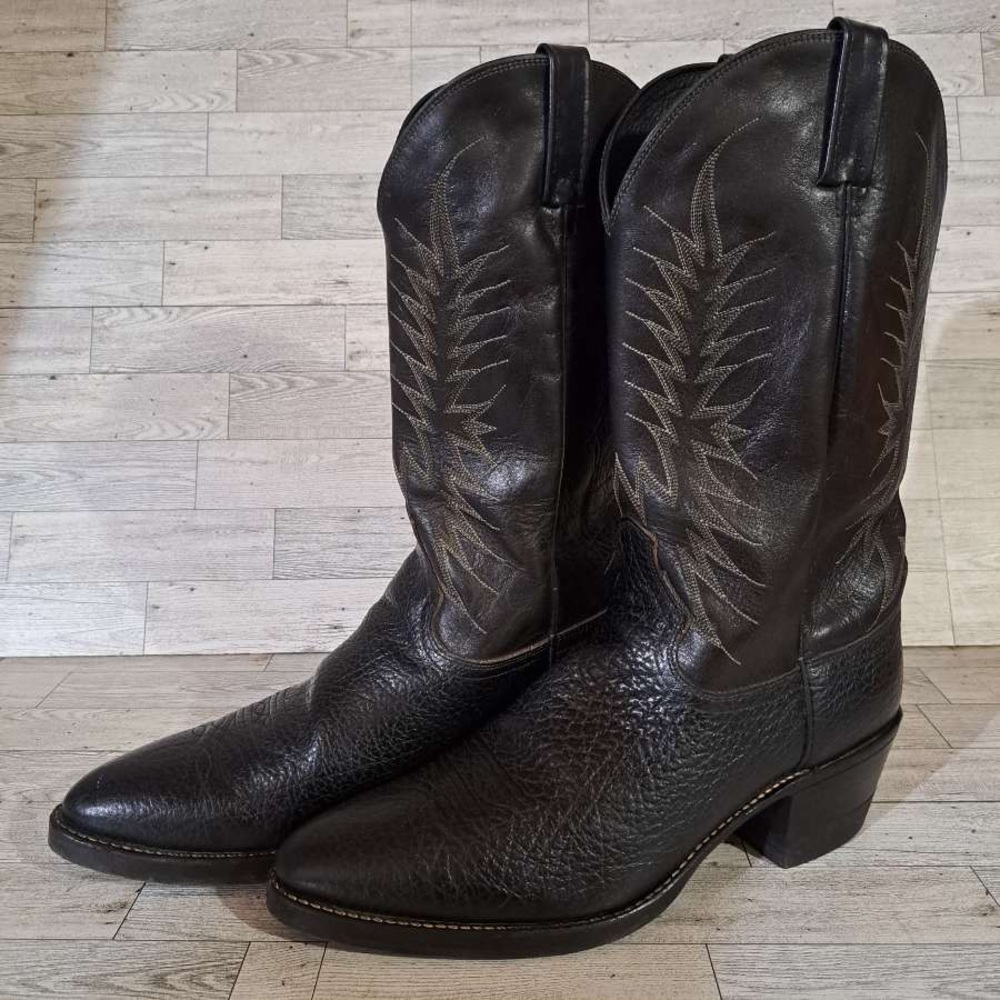 Men's Dan Post Milwaukee Western Black Leather Rodeo Cowboy Boots Size 14